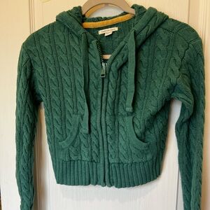 American Eagle Outfitters Teal Cable Knit Cardigan XS